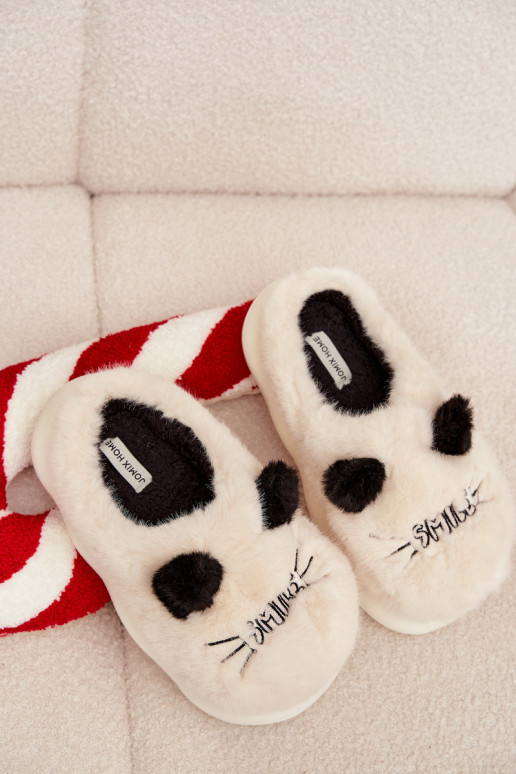 s kožušinou Papuče Dámske Smile béžová Lexira