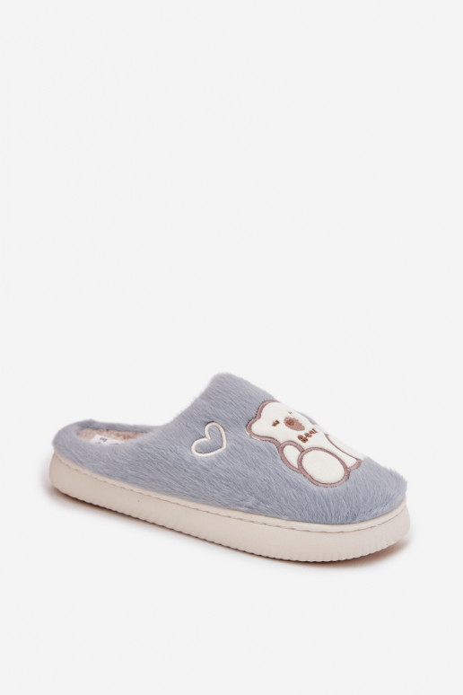 s kožušinou Papuče S medveďom Modrá Noralie