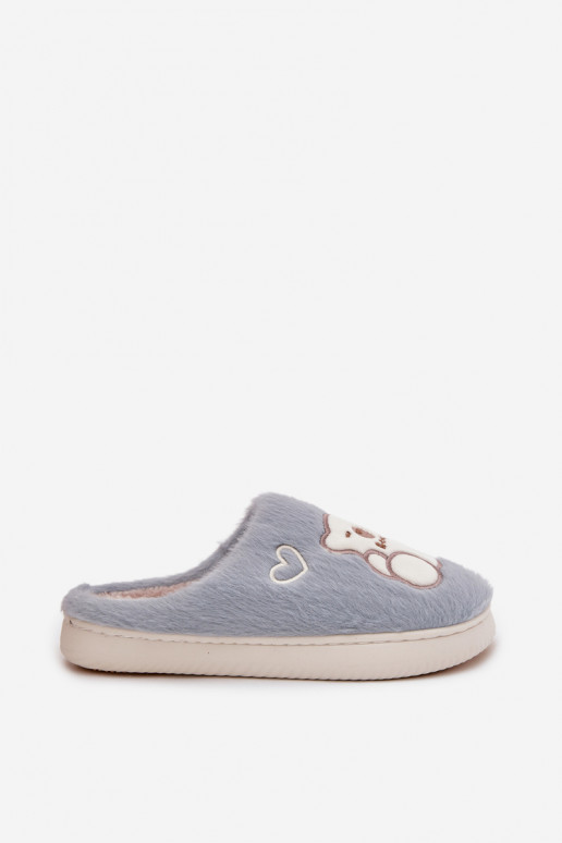 s kožušinou Papuče S medveďom Modrá Noralie