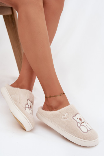 s kožušinou Papuče S medveďom béžová Noralie