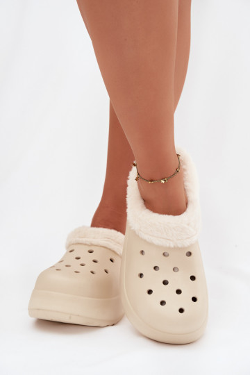Ľahké papuče Dámske papuče zahriať sa s kožušinou vo vnútri béžová Palvine 2