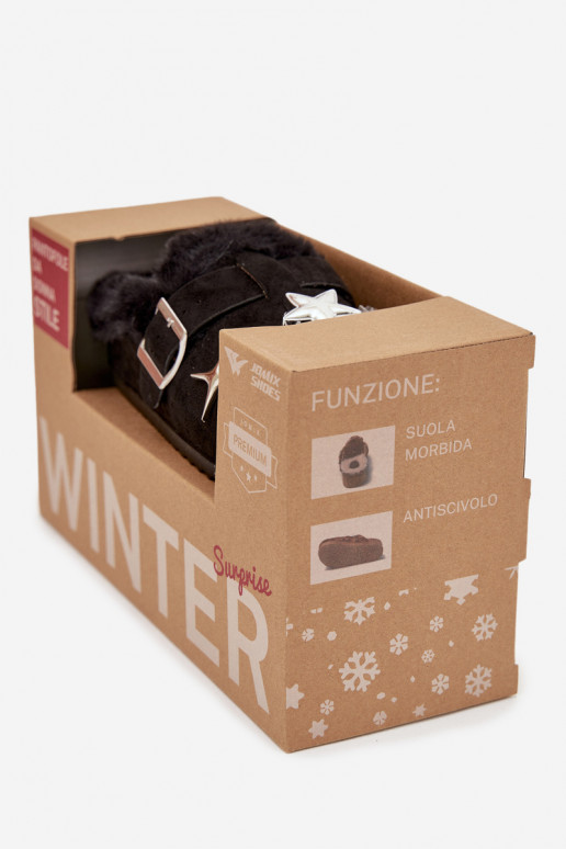 Papuče Dámske s krásnymi detailmi I s prackami zahriať sa s kožušinou vo vnútri čierna Thalora