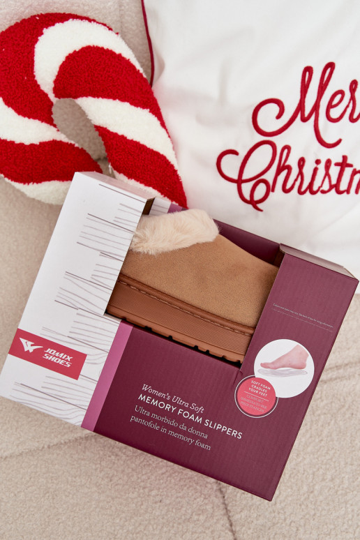 Papuče Dámske s kožušinou Hnedá farba Eveline