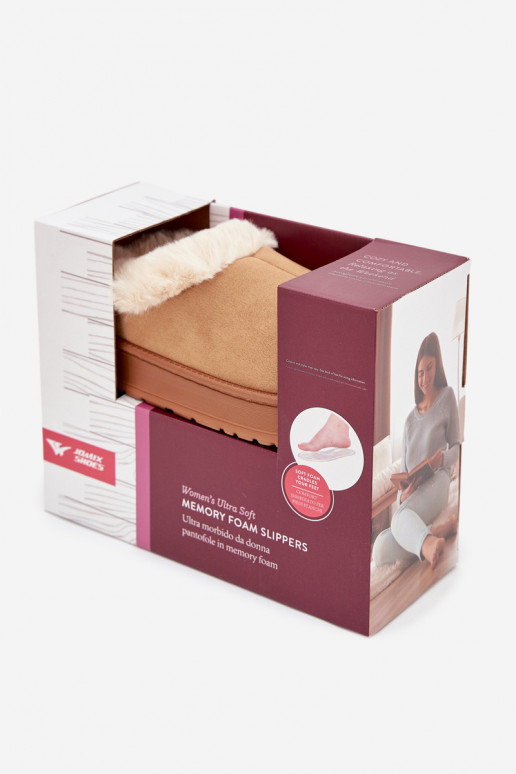 Papuče Dámske s kožušinou Hnedá farba Eveline