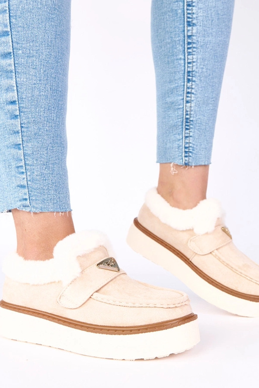 Svetlo pieskové mokasíny, zateplené...