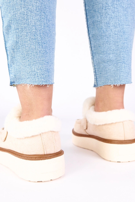 Svetlo pieskové mokasíny, zateplené...