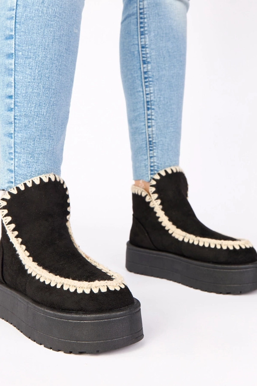 Čierne snehové topánky na platforme s...