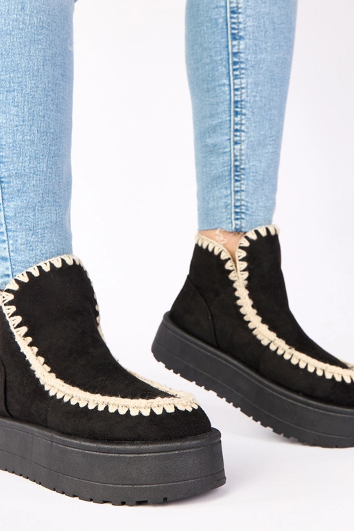 Čierne snehové topánky na platforme s...