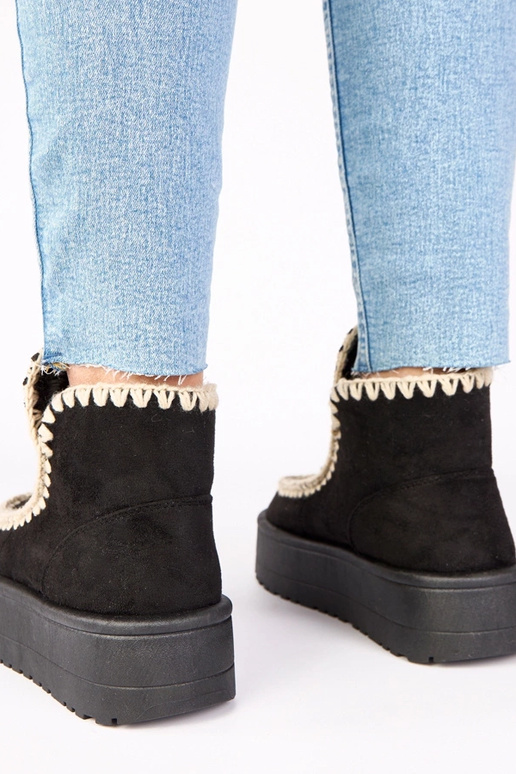 Čierne snehové topánky na platforme s...