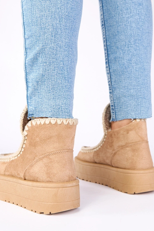 Tmavo pieskové snehové topánky na...