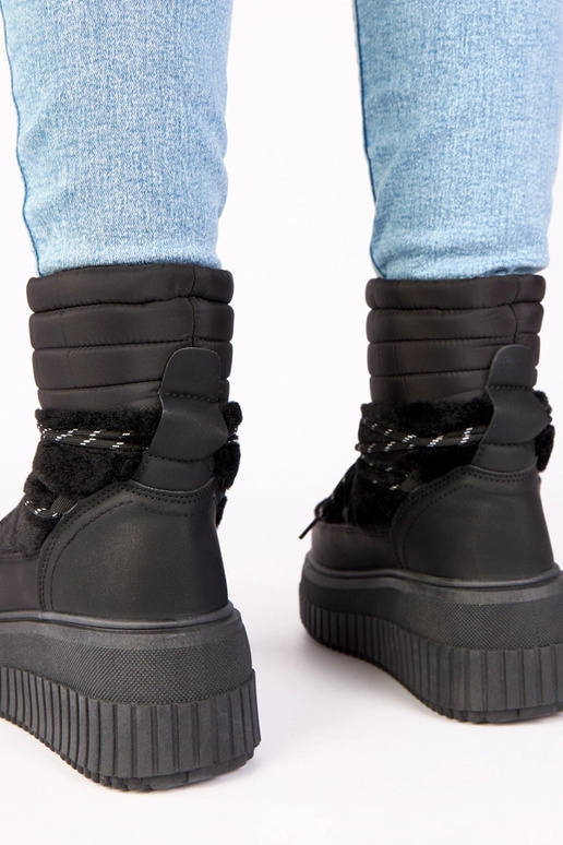 Čierne snehové topánky na platforme s...