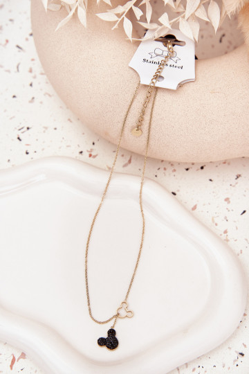 reťaz z nerezovej ocele myš Miki zlatej farby