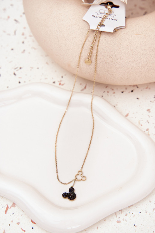 reťaz z nerezovej ocele myš Miki zlatej farby