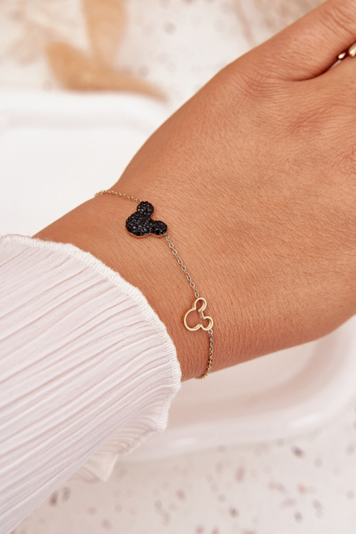 Náramok z nerezovej ocele myš Miki zlatej farby