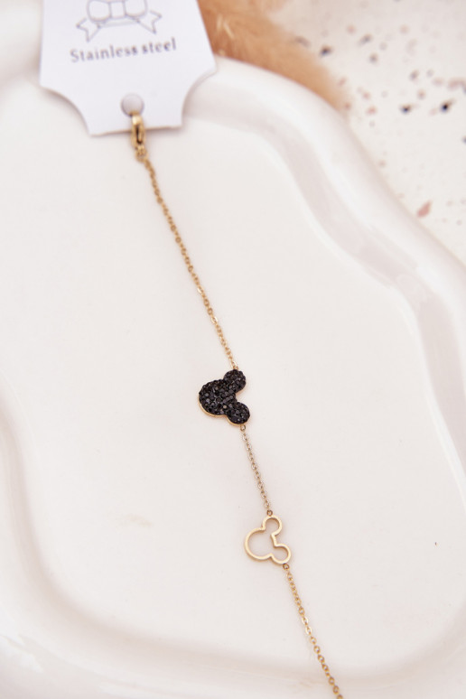 Náramok z nerezovej ocele myš Miki zlatej farby