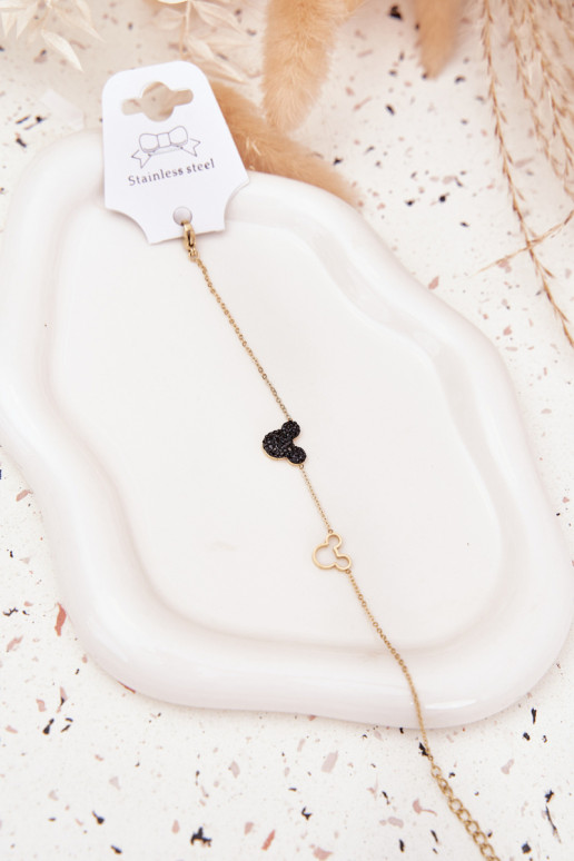 Náramok z nerezovej ocele myš Miki zlatej farby