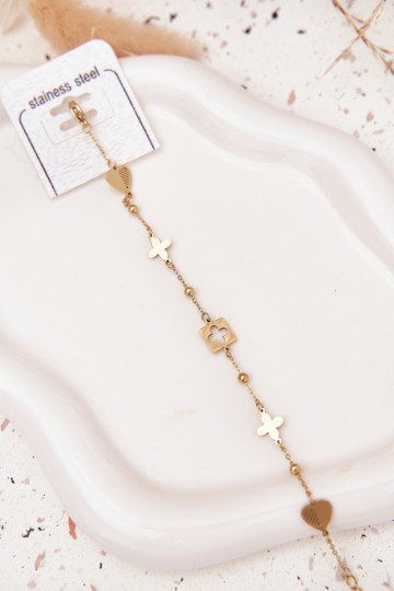Náramok z nerezovej ocele S príveskami zlatej farby 2