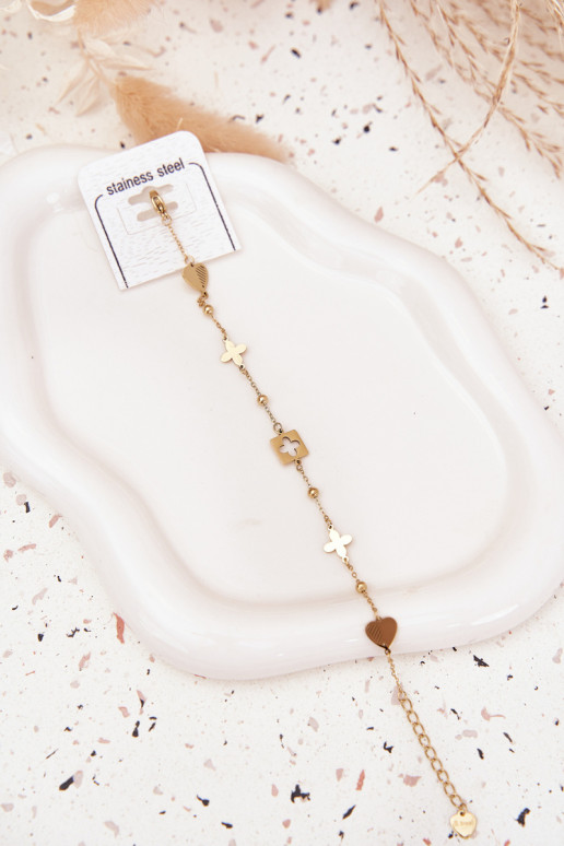 Náramok z nerezovej ocele S príveskami zlatej farby