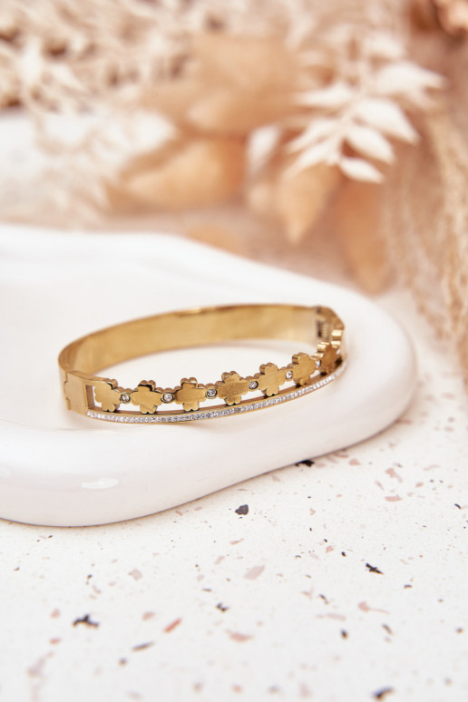 Náramok z nerezovej ocele Ozdobiona Cyrkoniami zlatej farby