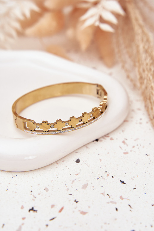 Náramok z nerezovej ocele Ozdobiona Cyrkoniami zlatej farby