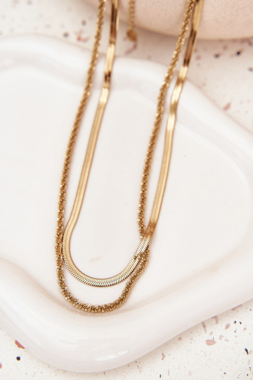 Dvojitá reťaz Vyrobené z chirurgickej ocele zlatej farby