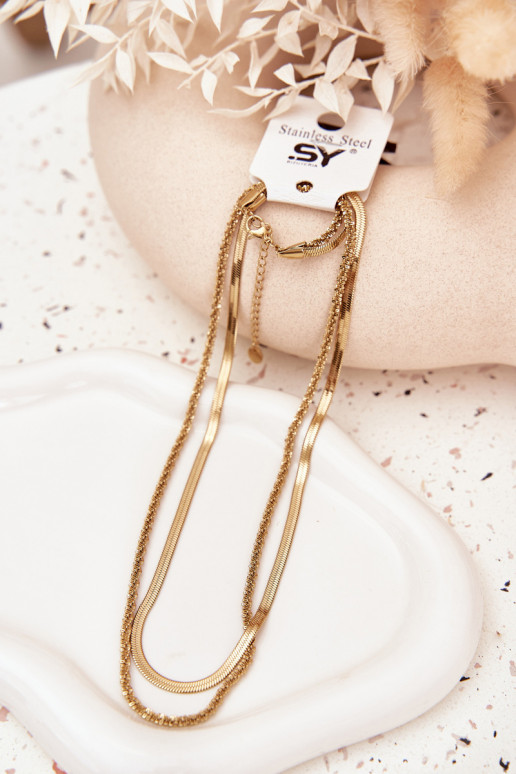 Dvojitá reťaz Vyrobené z chirurgickej ocele zlatej farby