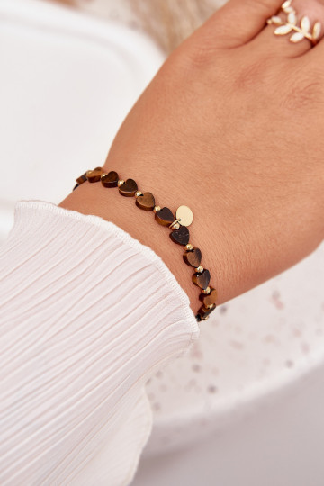 Náramok Srdiečka Vyrobené z chirurgickej ocele Hnedá