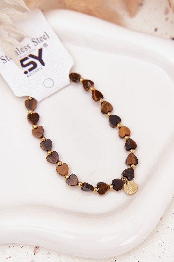 Náramok Srdiečka Vyrobené z chirurgickej ocele Hnedá 2