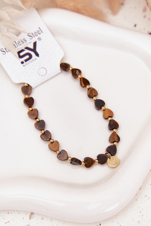 Náramok Srdiečka Vyrobené z chirurgickej ocele Hnedá