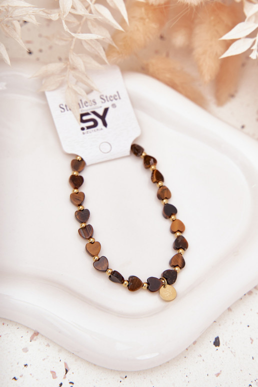 Náramok Srdiečka Vyrobené z chirurgickej ocele Hnedá