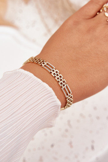 Náramok Dámske Vyrobené z chirurgickej ocele s trblietavými otvormi zlatej farby