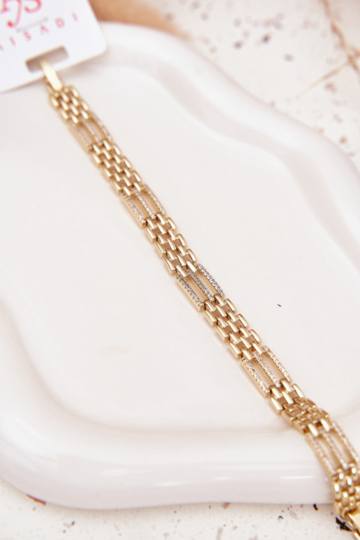 Náramok Dámske Vyrobené z chirurgickej ocele s trblietavými otvormi zlatej farby