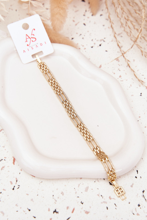 Náramok Dámske Vyrobené z chirurgickej ocele s trblietavými otvormi zlatej farby