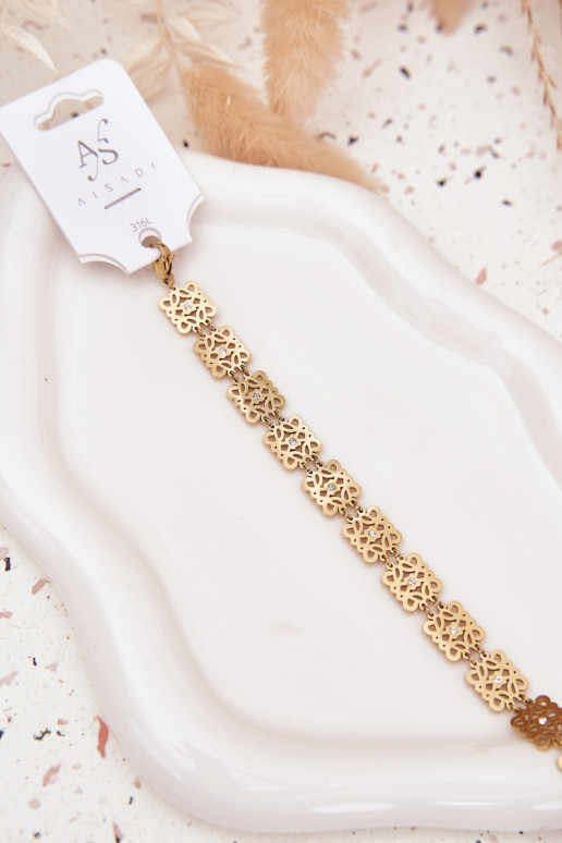 Zapnutéstaviteľné Náramok Dámske s trblietavými otvormi Stal Chirurgiczna zlatej farby