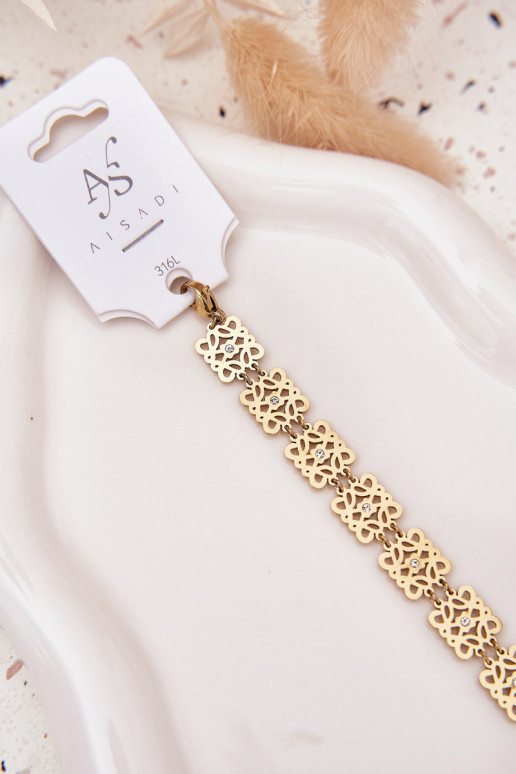 Zapnutéstaviteľné Náramok Dámske s trblietavými otvormi Stal Chirurgiczna zlatej farby