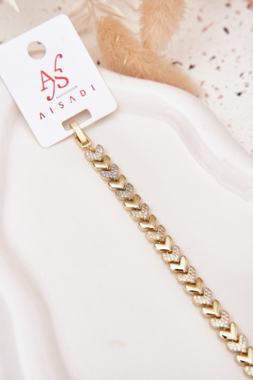 Náramok Dámske Srdiečka s trblietavými otvormi zlatej farby 2