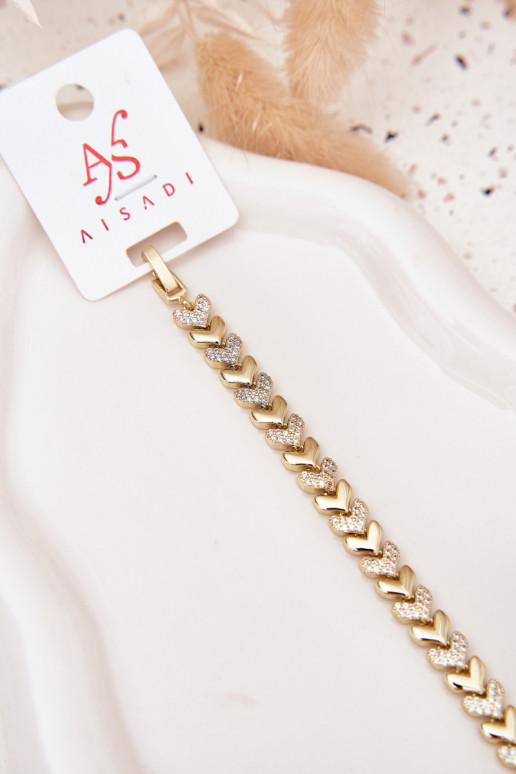 Náramok Dámske Srdiečka s trblietavými otvormi zlatej farby