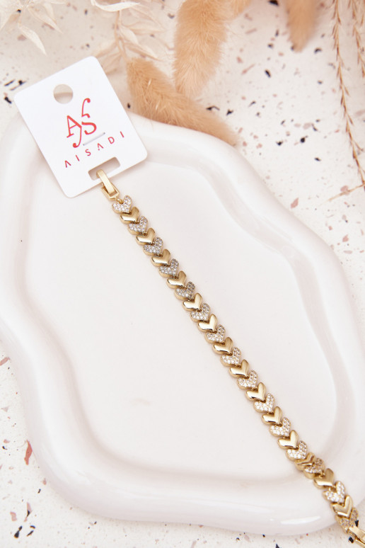 Náramok Dámske Srdiečka s trblietavými otvormi zlatej farby