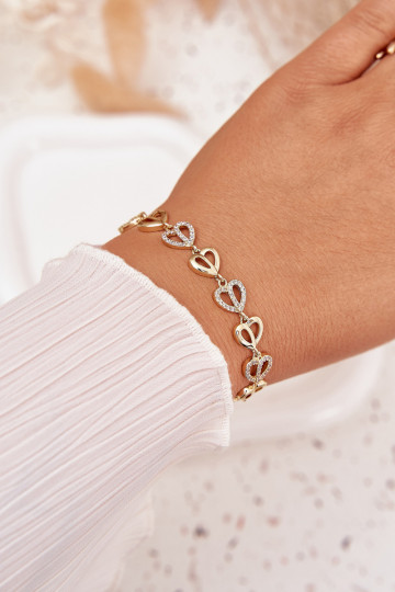 Náramok Vyrobené z chirurgickej ocele s trblietavými otvormi zlatej farby