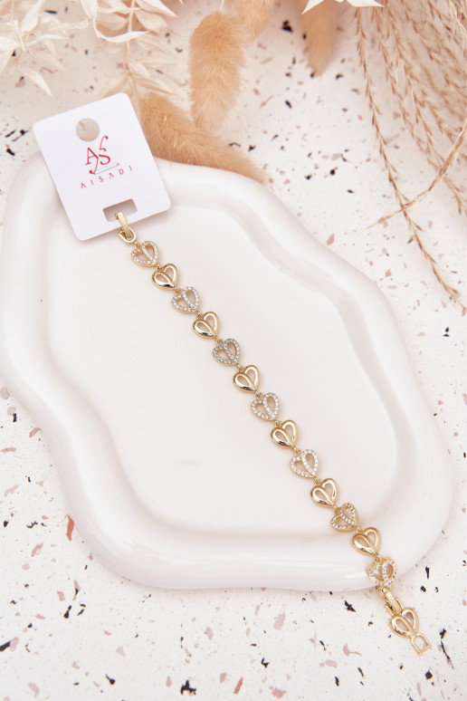 Náramok Vyrobené z chirurgickej ocele s trblietavými otvormi zlatej farby