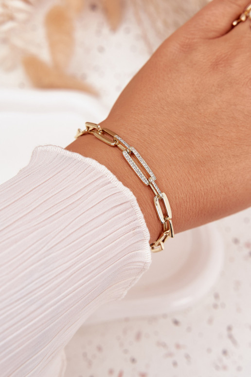 Náramok Dámske s reťazami Vyrobené z chirurgickej ocele zlatej farby