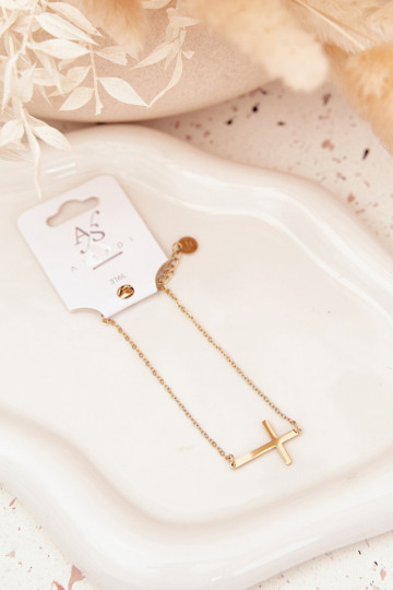 Náramok S krížikom Stal Chirurgiczna zlatej farby 2