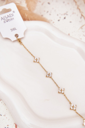 Náramoks kvetinovými motívmiuszkami Stal Chirurgiczna zlatej farby 2