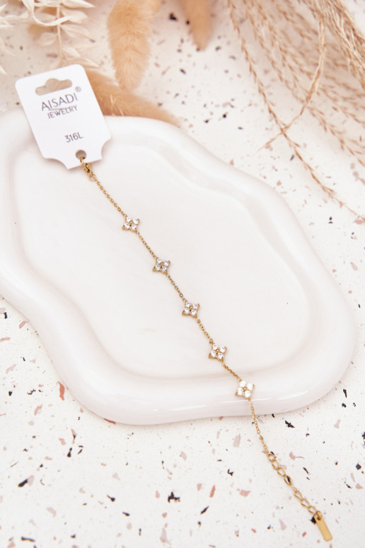 Náramoks kvetinovými motívmiuszkami Stal Chirurgiczna zlatej farby