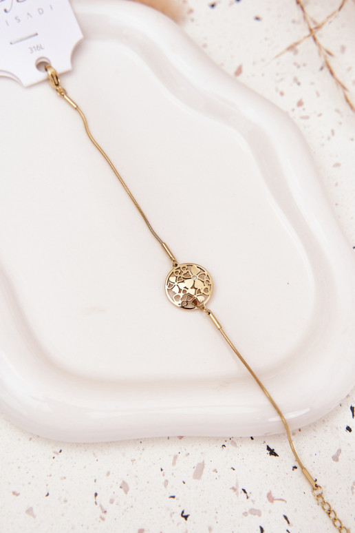 Náramok Dámske S príveskom Kółkos kvetinovými motívmiuszkami zlatej farby