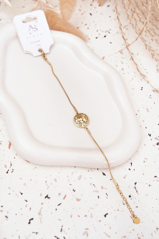 Náramok Dámske S príveskom Kółkos kvetinovými motívmiuszkami zlatej farby