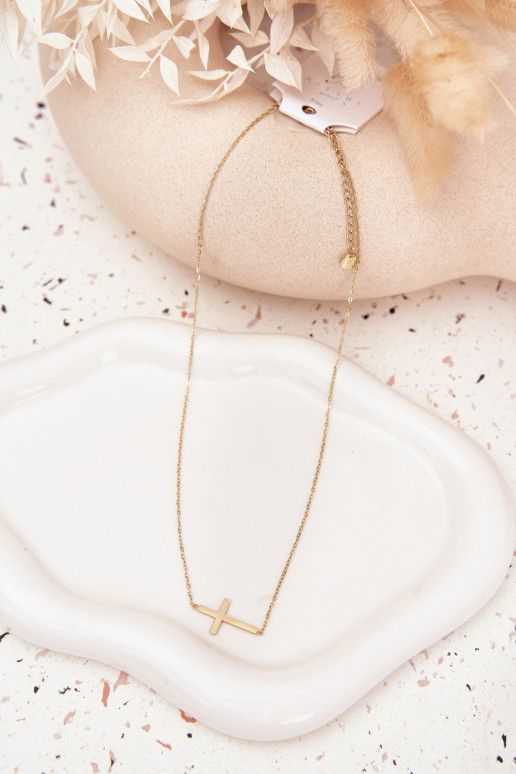 reťaz S krížikom Stal Chirurgiczna zlatej farby