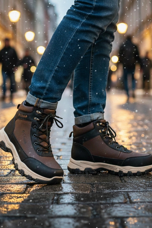 Hnedé pánske zateplené tenisky na...