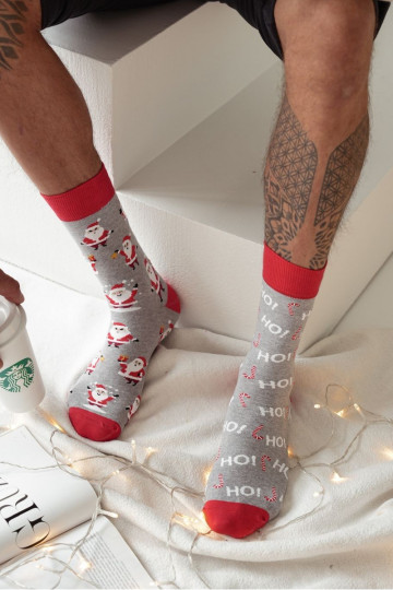 Pánske vianočné ponožky „Santa Claus" v sivej farbe