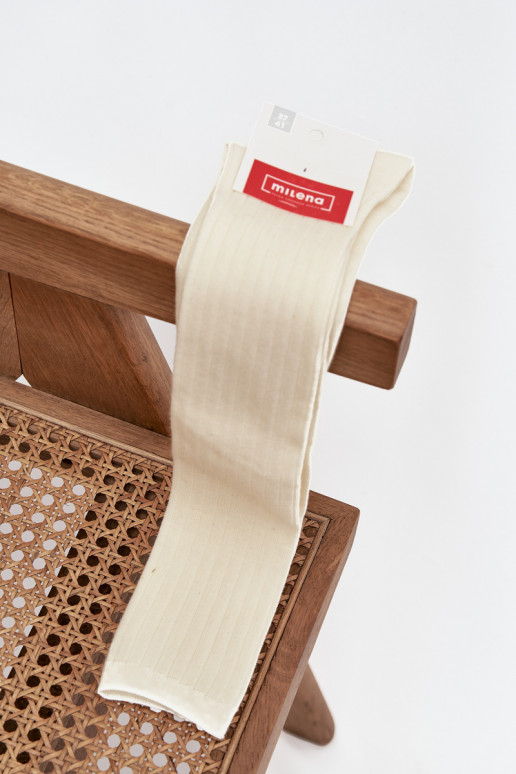 Dlhé merino vlnené ponožky farby slonovinovej kosti